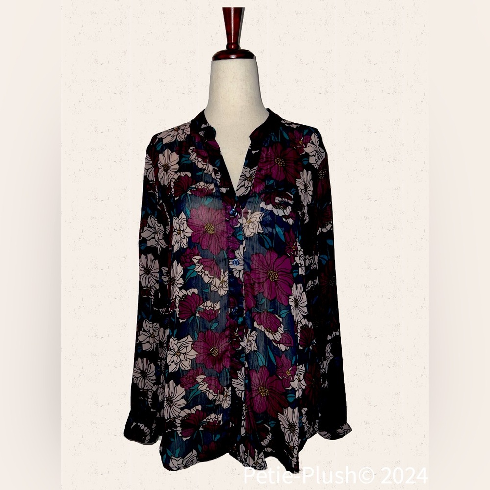 Kut from the Kloth -Sinclair Floral- Chiffon Blouse